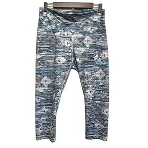 Lululemon Wunder Under Crop‎ Leggings Activewear Athletic Gym Workout Blue 12